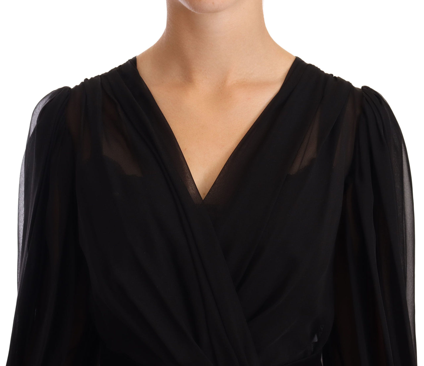 - Elegant V-Neck Silk Blend Mini Dress