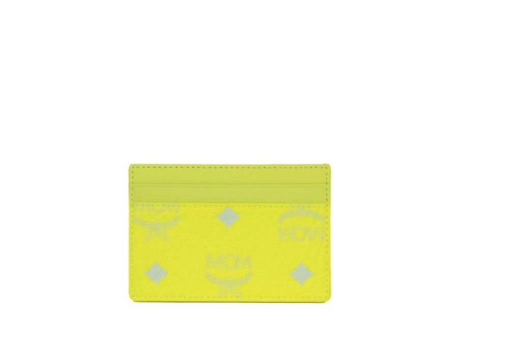- Spectrum Diamond Mini Neon Yellow Visetos Leather Card Case Holder Wallet