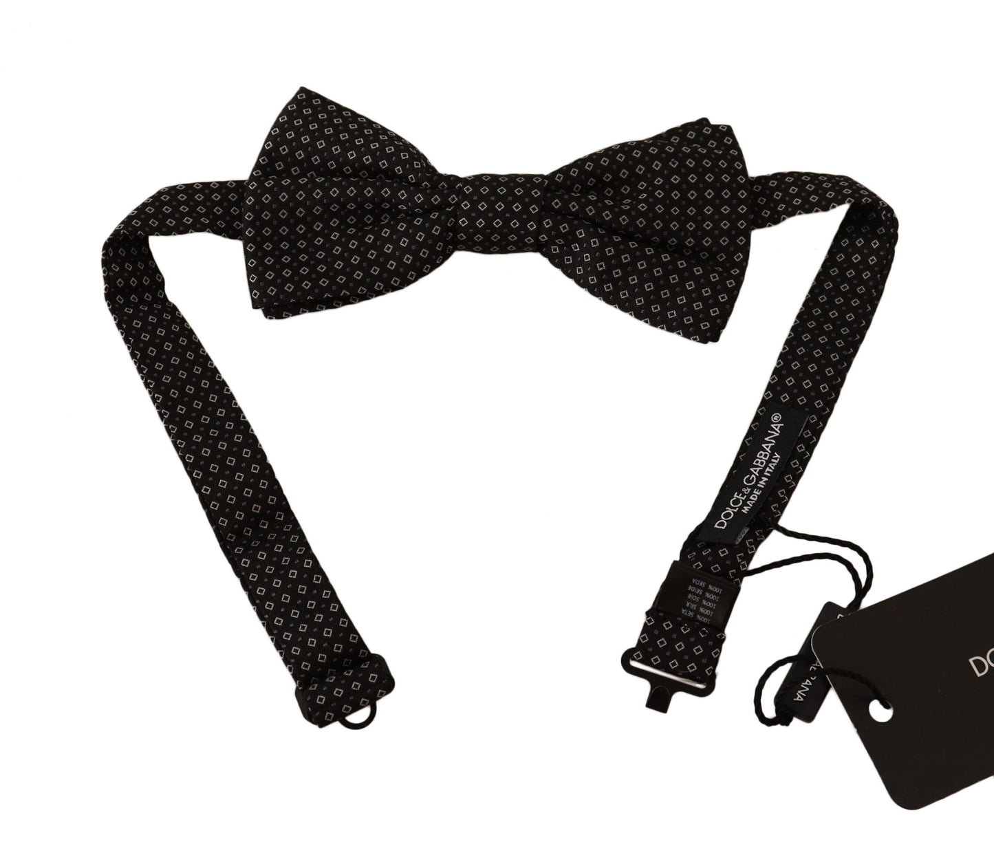 - Elegant Black Patterned Silk Bow Tie