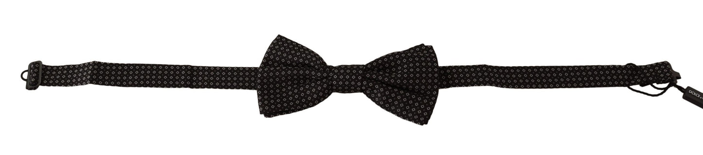 - Elegant Black Patterned Silk Bow Tie