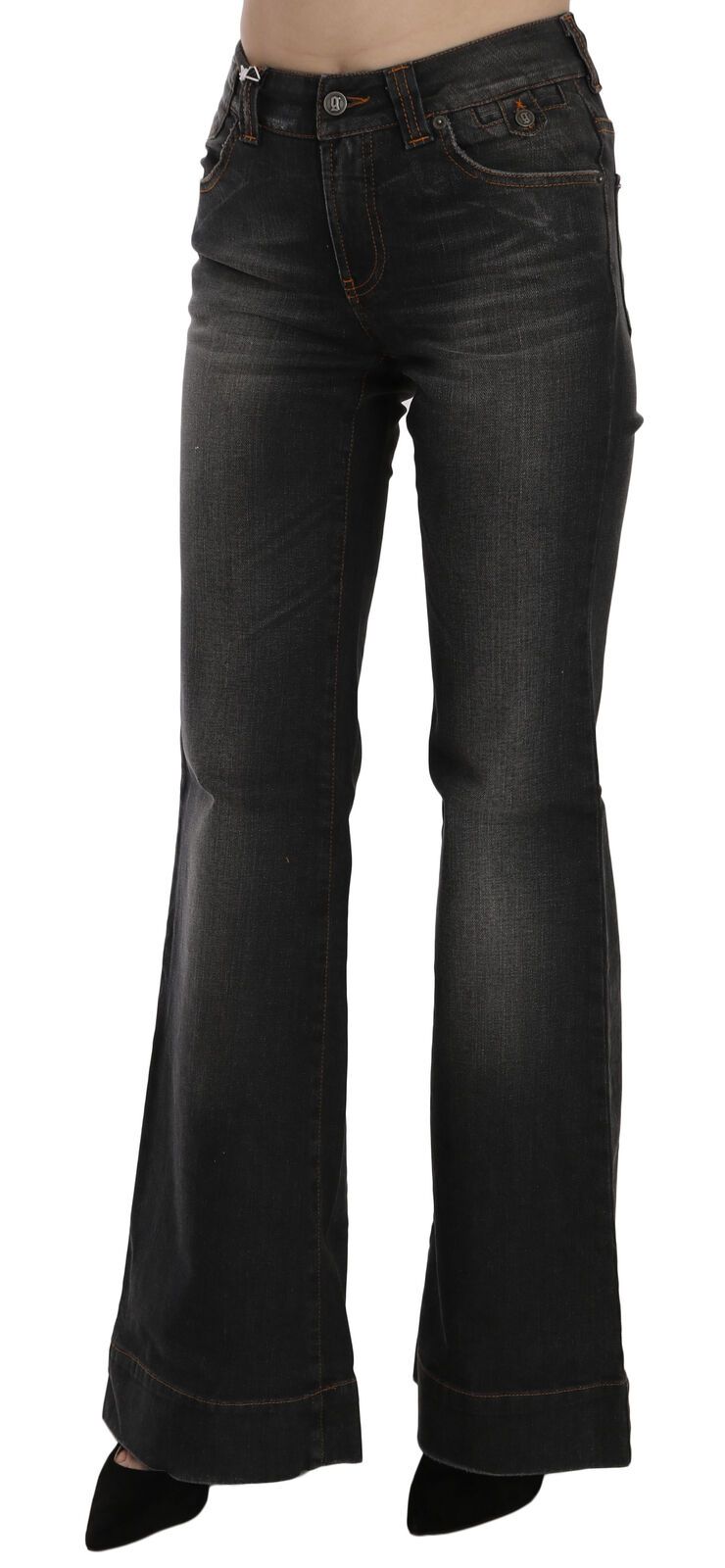 - Svelte Mid Waist Flared Black Denim