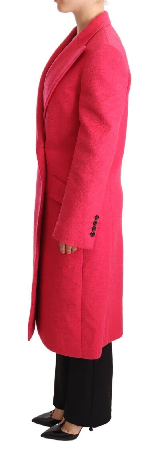 - Elegant Pink Wool-Cashmere Coat