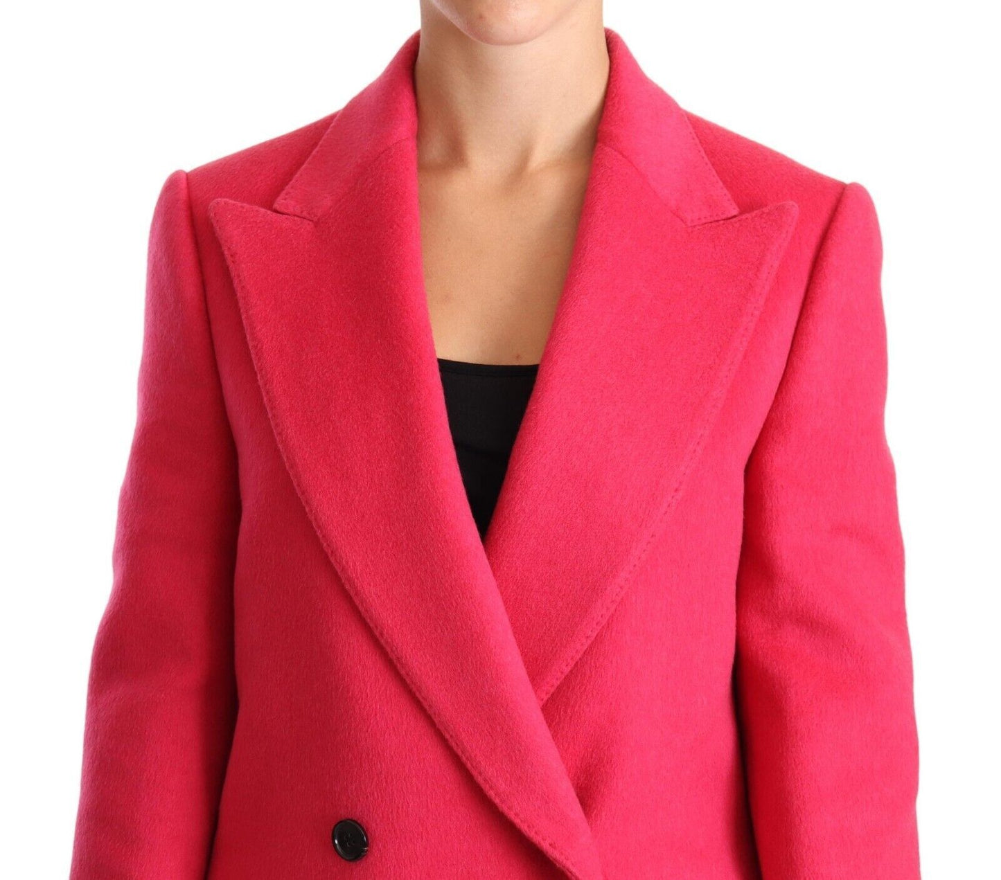 - Elegant Pink Wool-Cashmere Coat