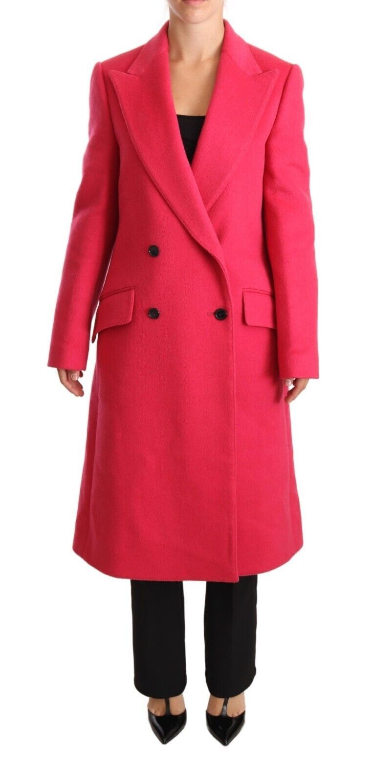 - Elegant Pink Wool-Cashmere Coat