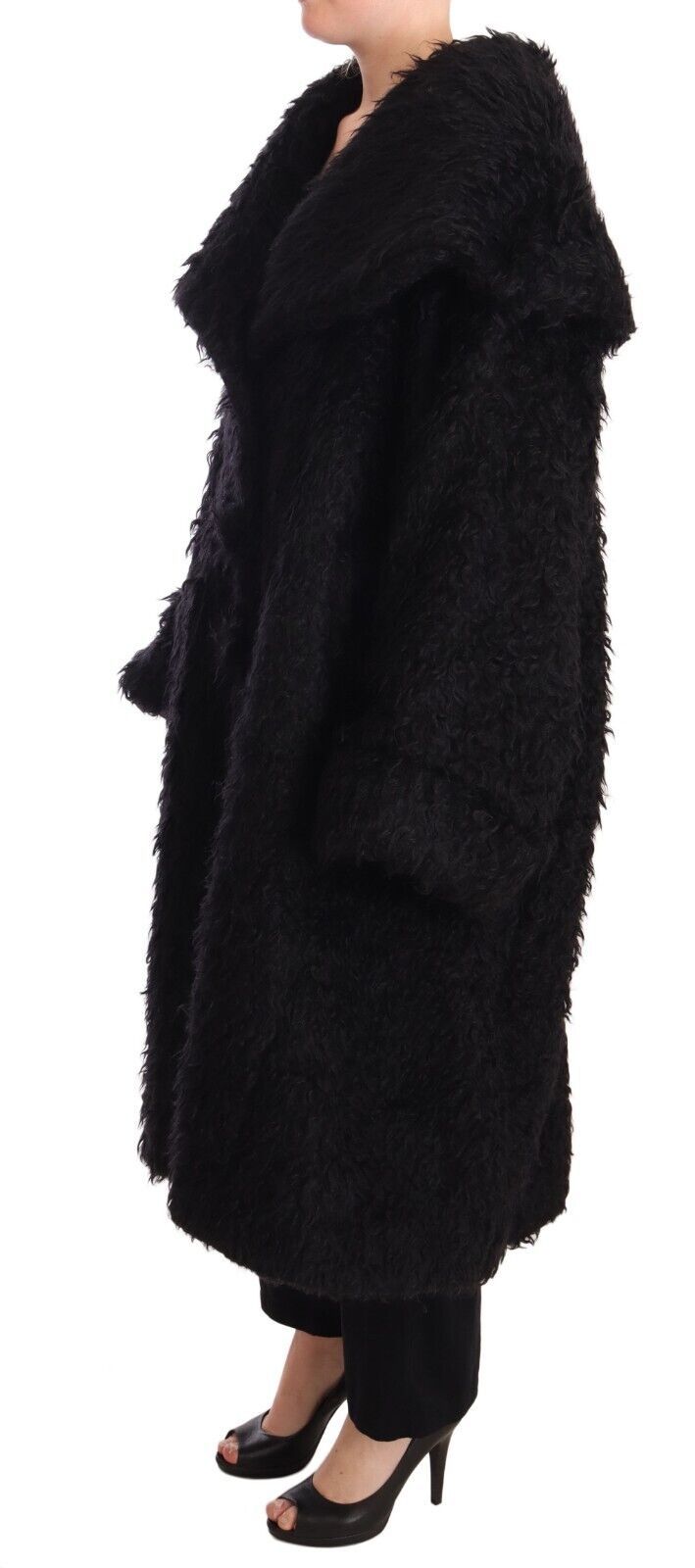 - Sleek Runway Fur Cape Trench Jacket
