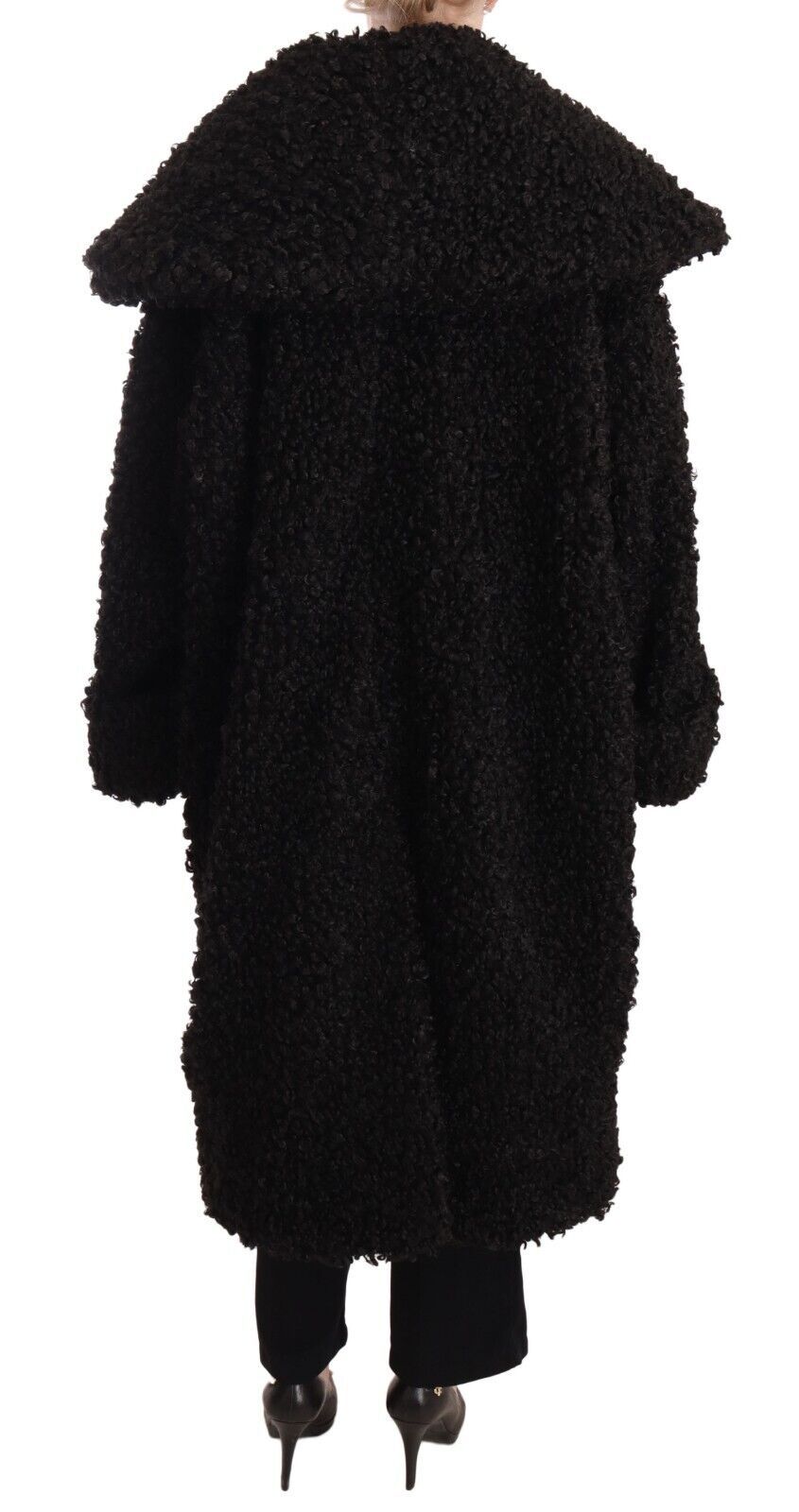 - Elegant Black Fur Cape Trench Coat
