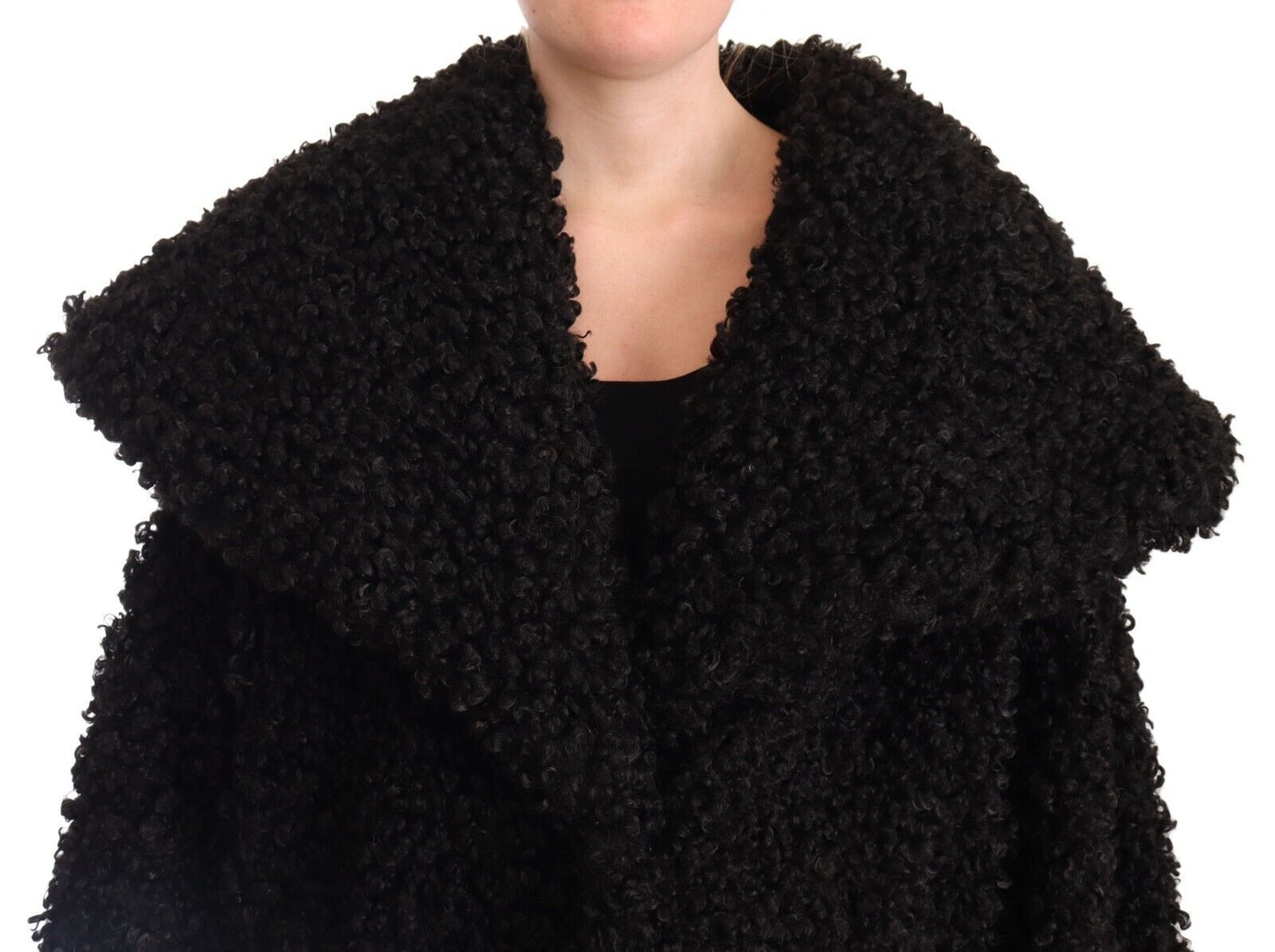- Elegant Black Fur Cape Trench Coat