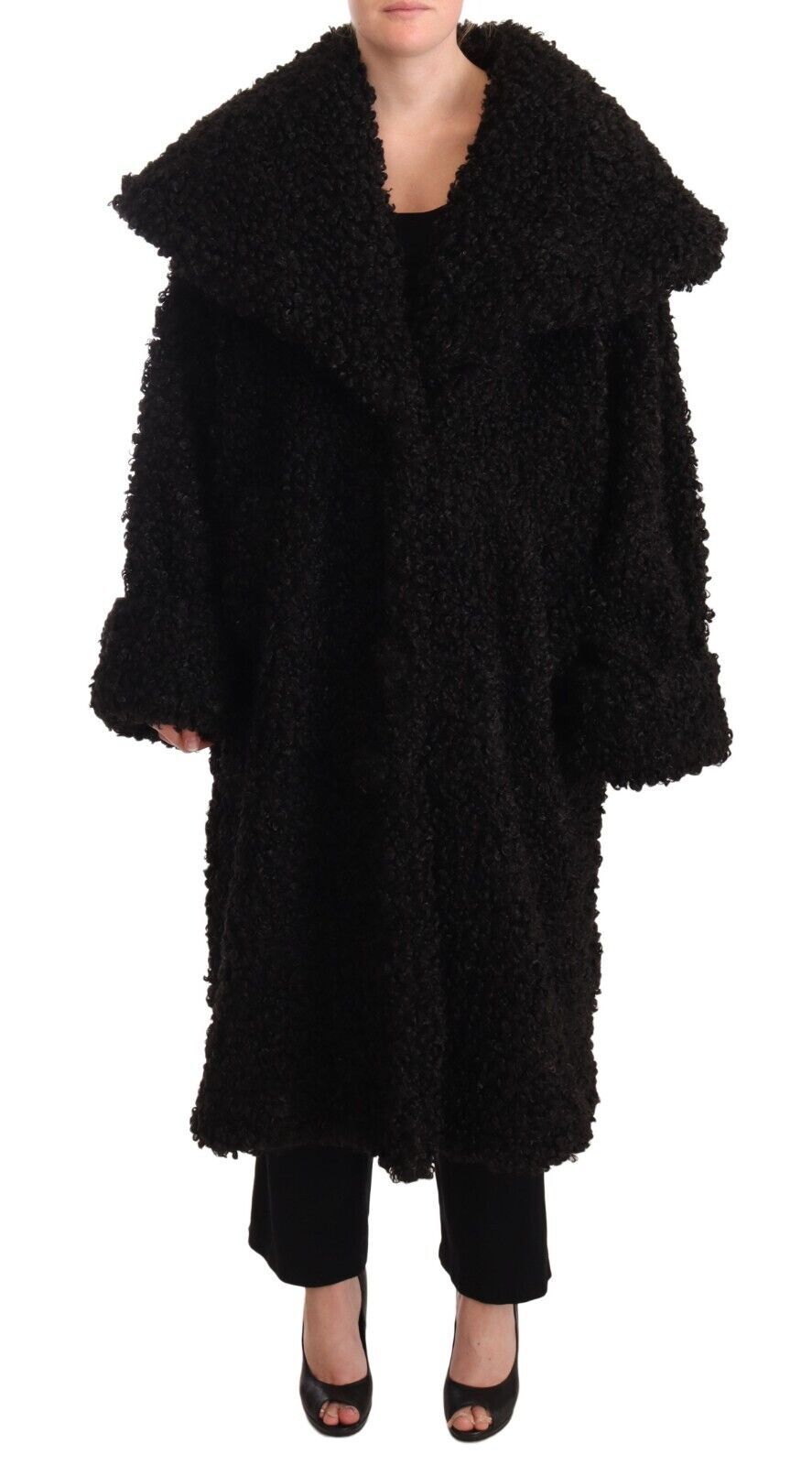 - Elegant Black Fur Cape Trench Coat