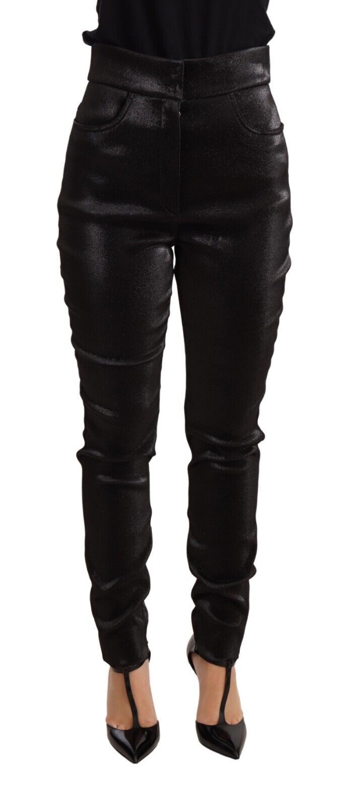 - Elegant Slim Fit Shimmer Cropped Pants