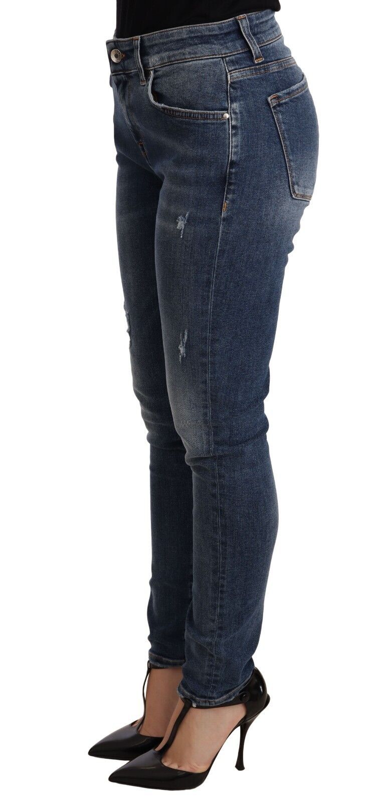 - Elegant Slim-Fit Distressed Skinny Jeans
