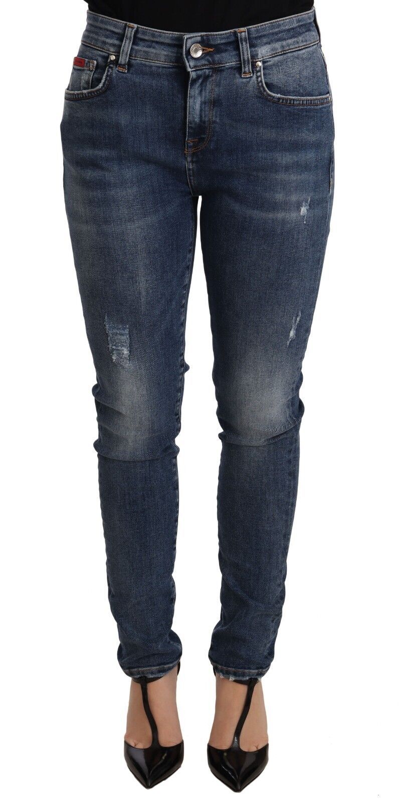 - Elegant Slim-Fit Distressed Skinny Jeans
