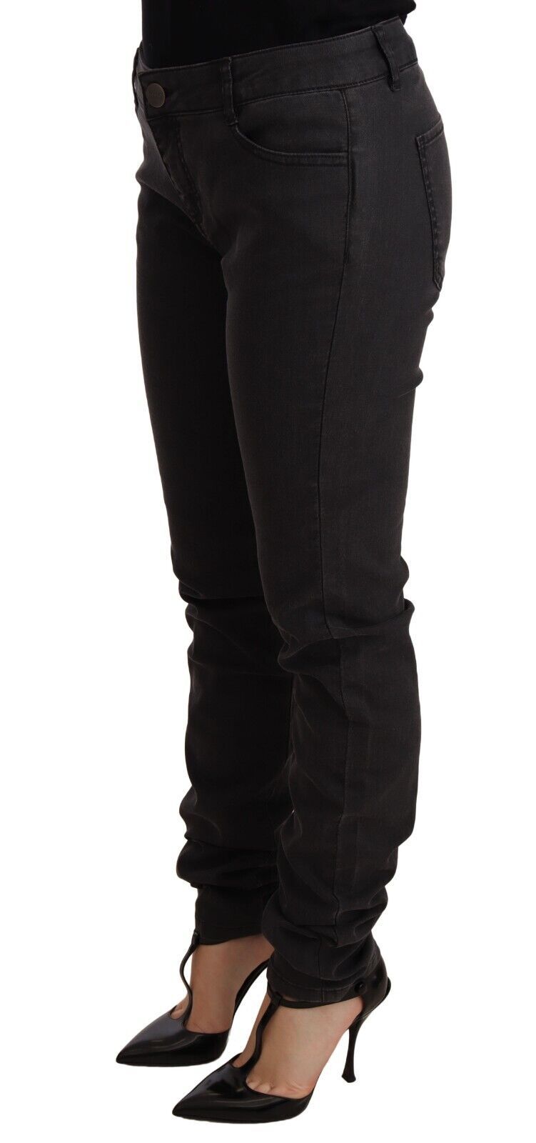 - Chic Mid Waist Skinny Black Denim