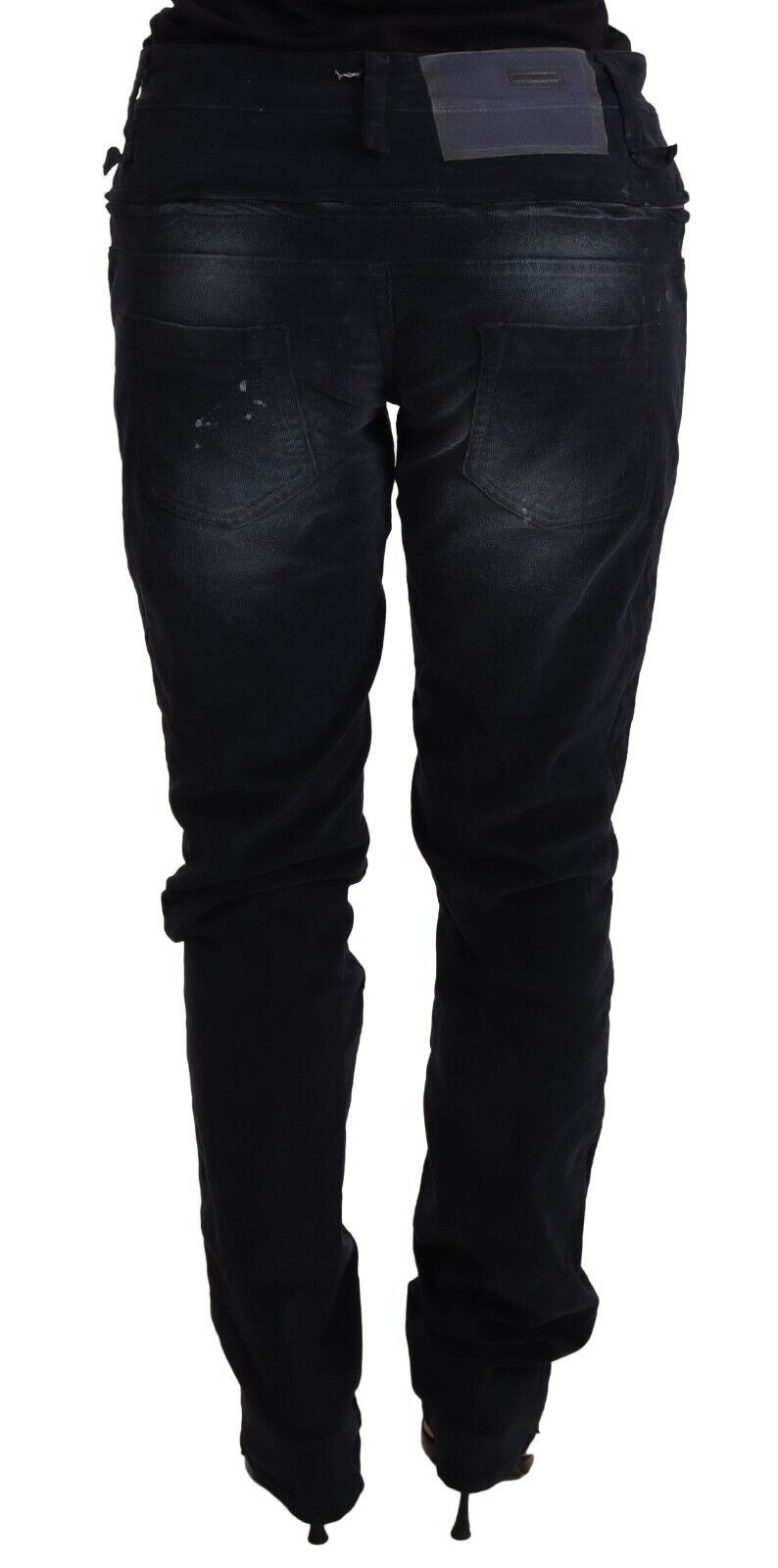 - Elegant Dark Blue Slim-Fit Denim