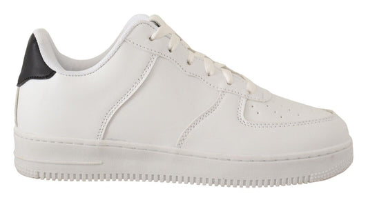 - Chic White Leather Low Top Sneakers