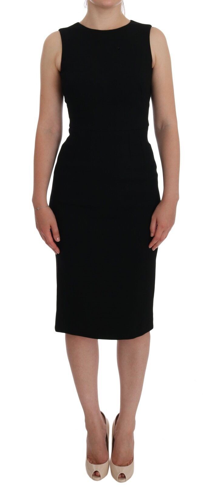 - Elegant Crystal Sheath Knee-Length Dress
