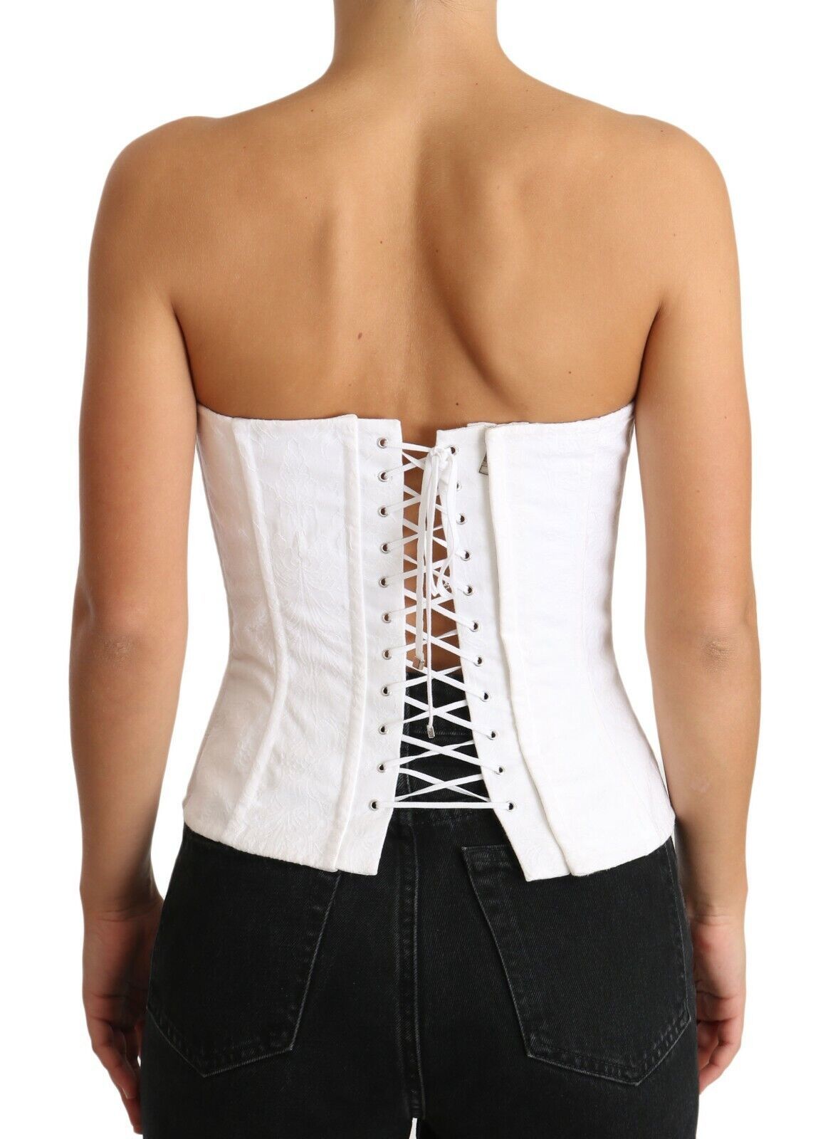 - Elegant White Strapless Corset Top