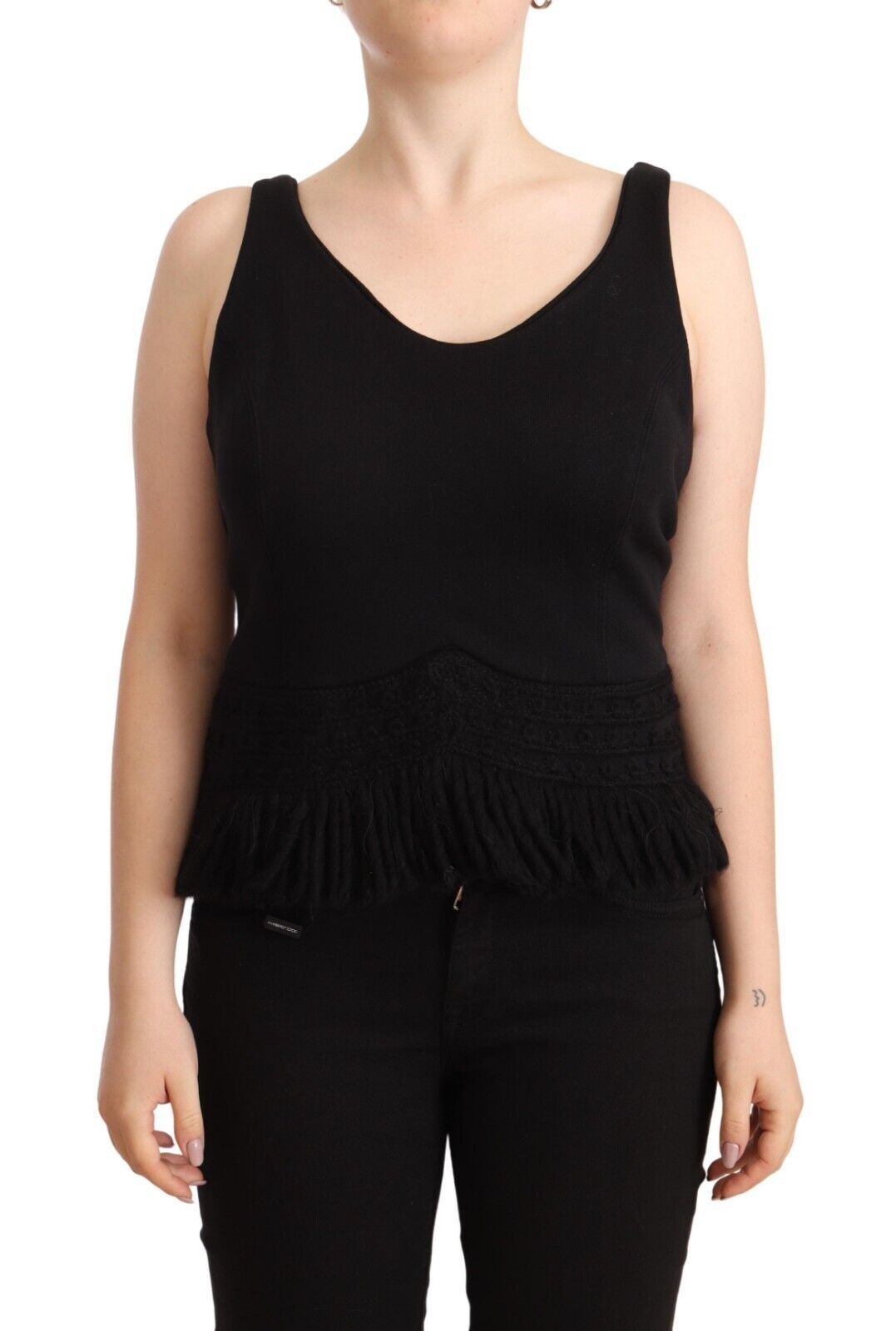 - Chic Sleeveless Designer Tank Top in Black