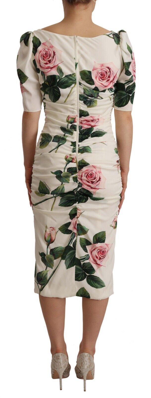 - Elegant White Floral Sheath Dress