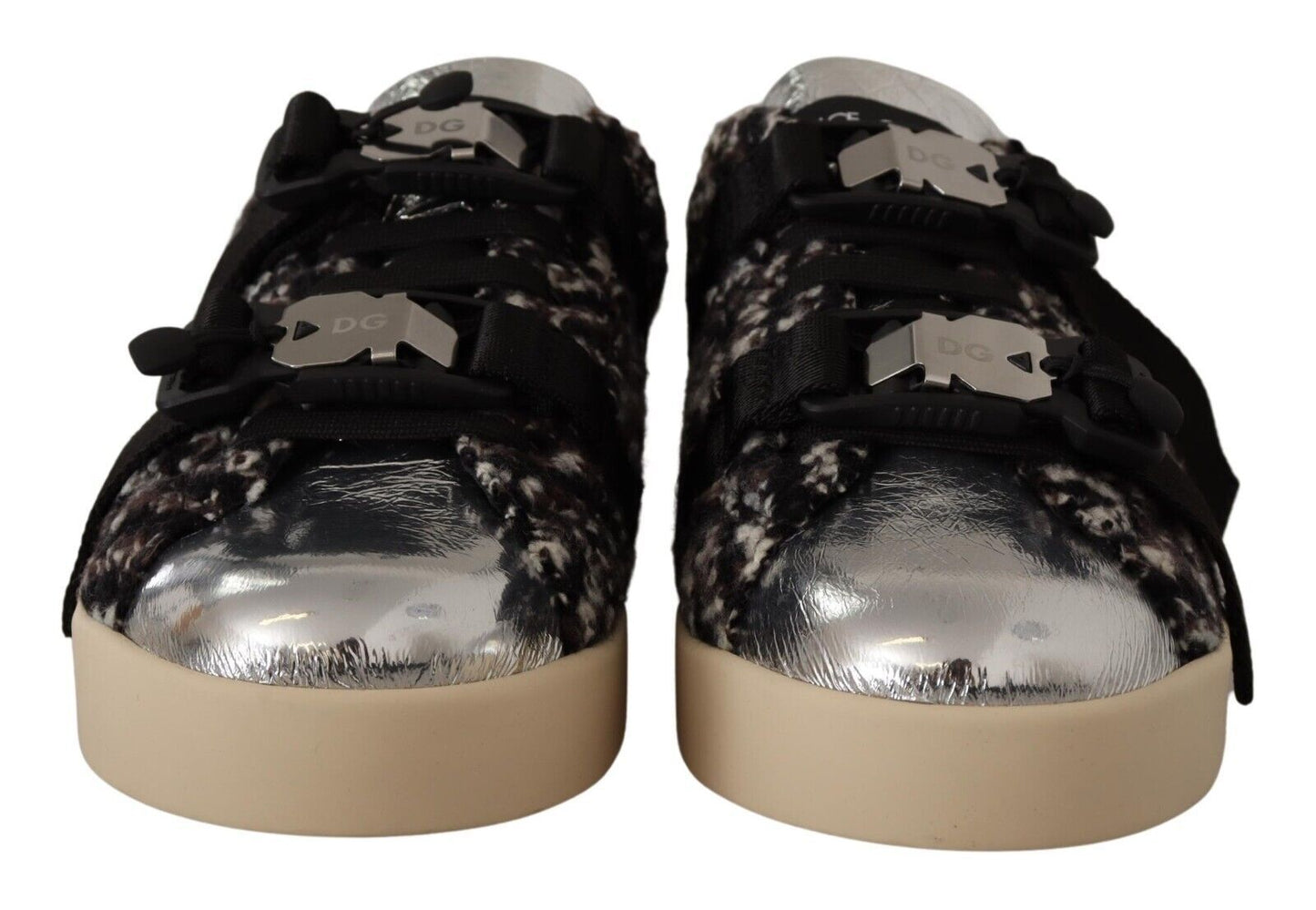 - Silver Elegance Leather Sneakers