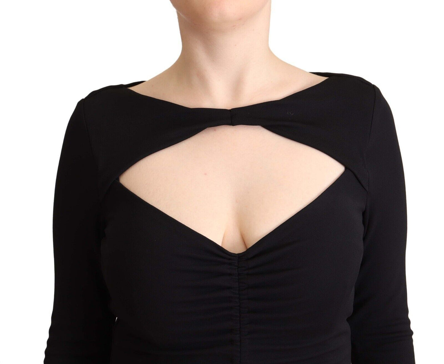 - Elegant Black Nylon Stretch Maxi Dress