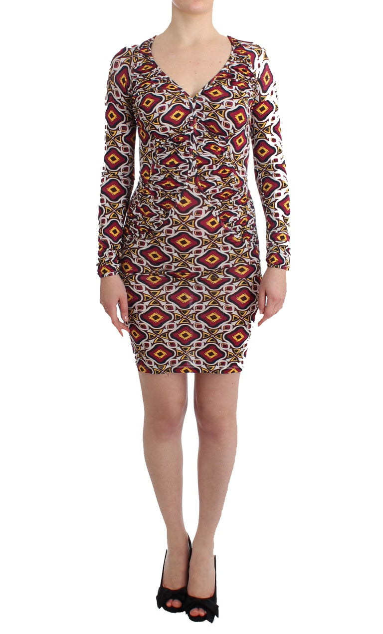 - Chic Multicolor Cocktail V-Neck Dress