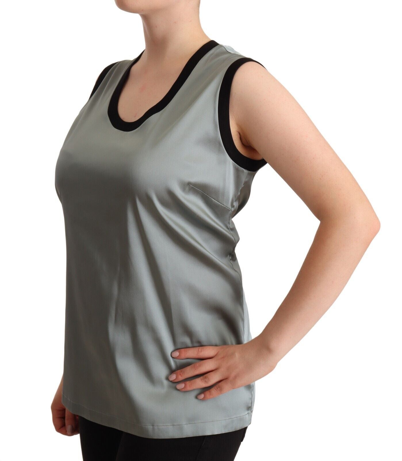 - Elegant Silver Sleeveless Blouse