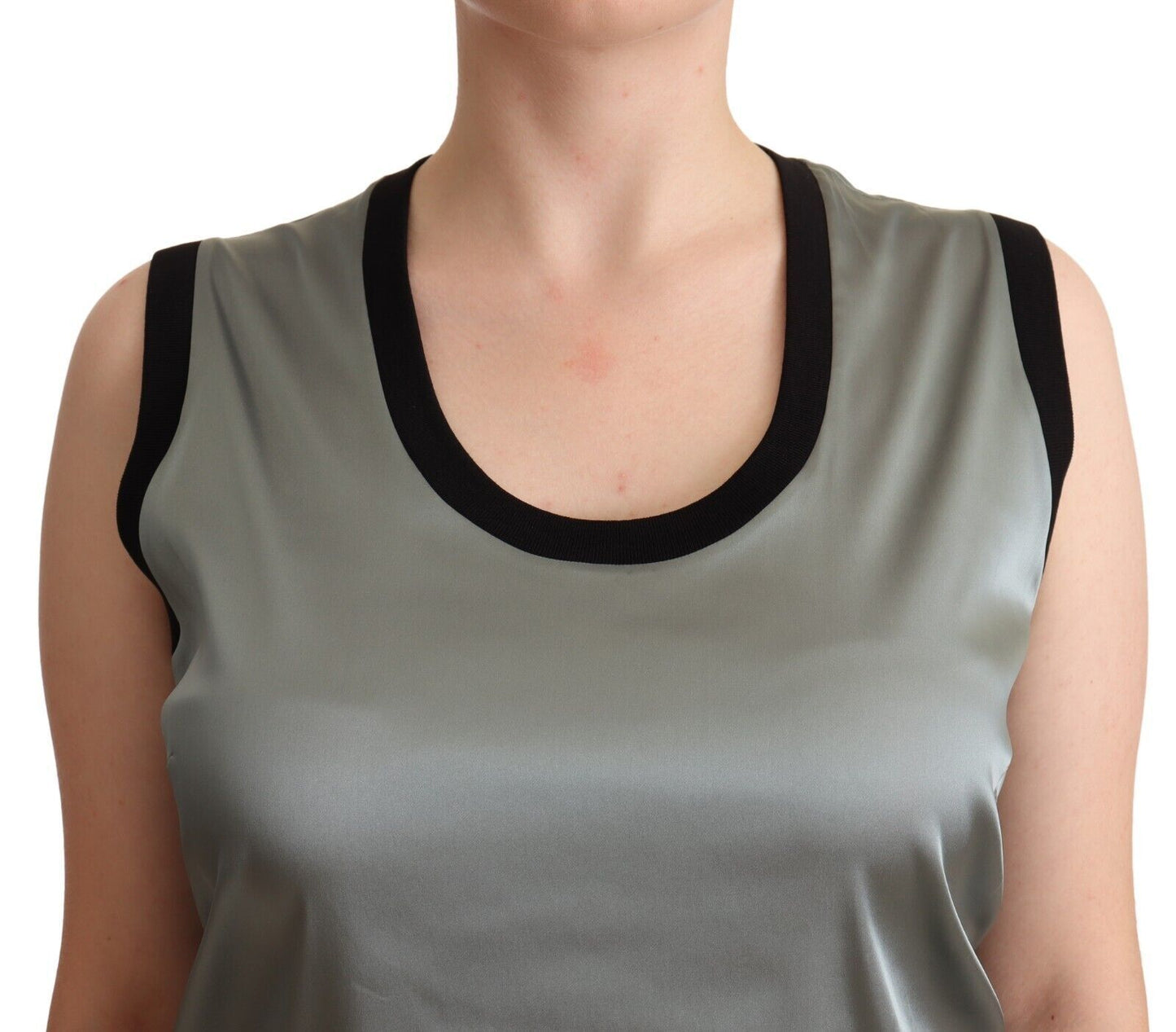 - Elegant Silver Sleeveless Blouse