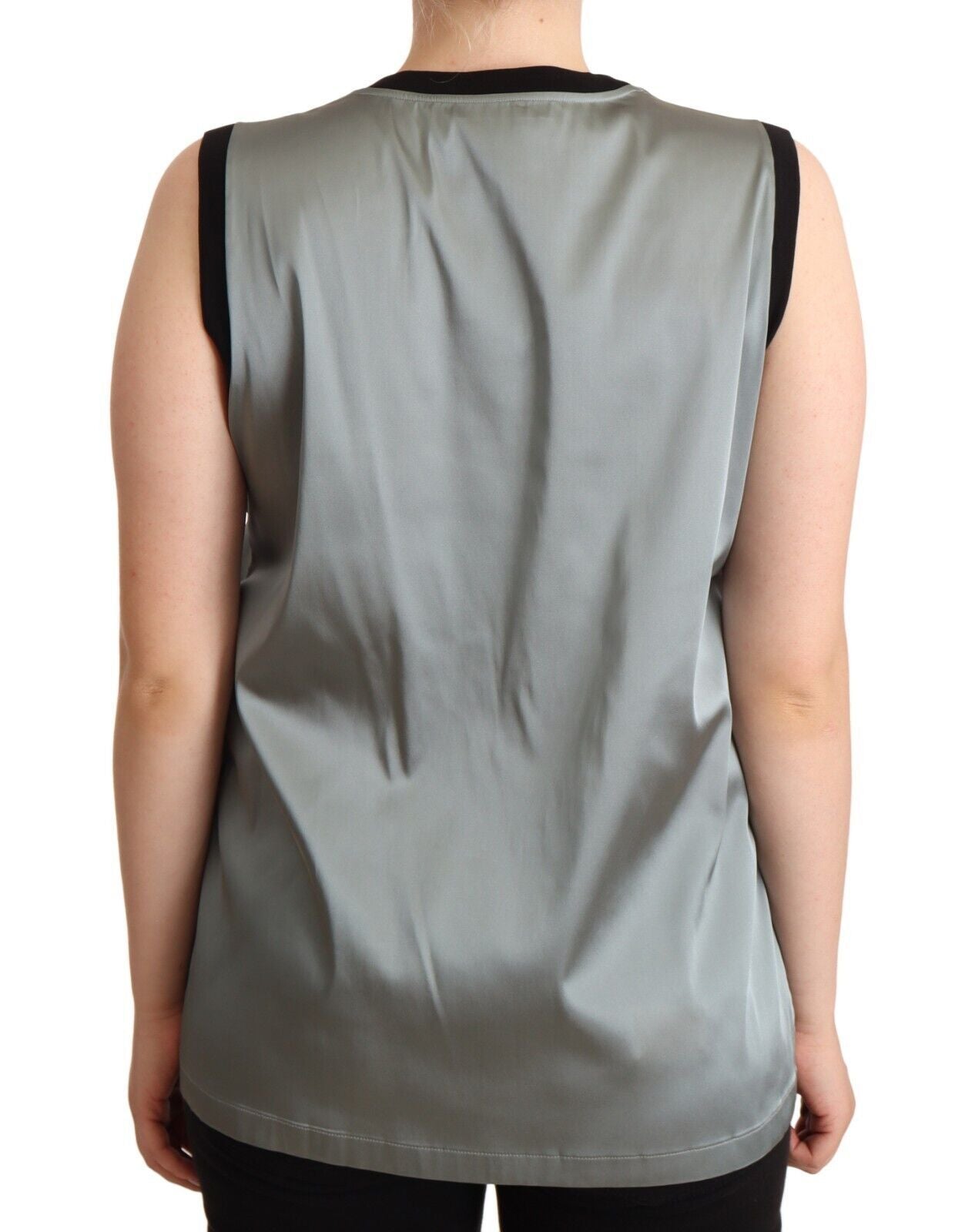 - Elegant Silver Sleeveless Blouse