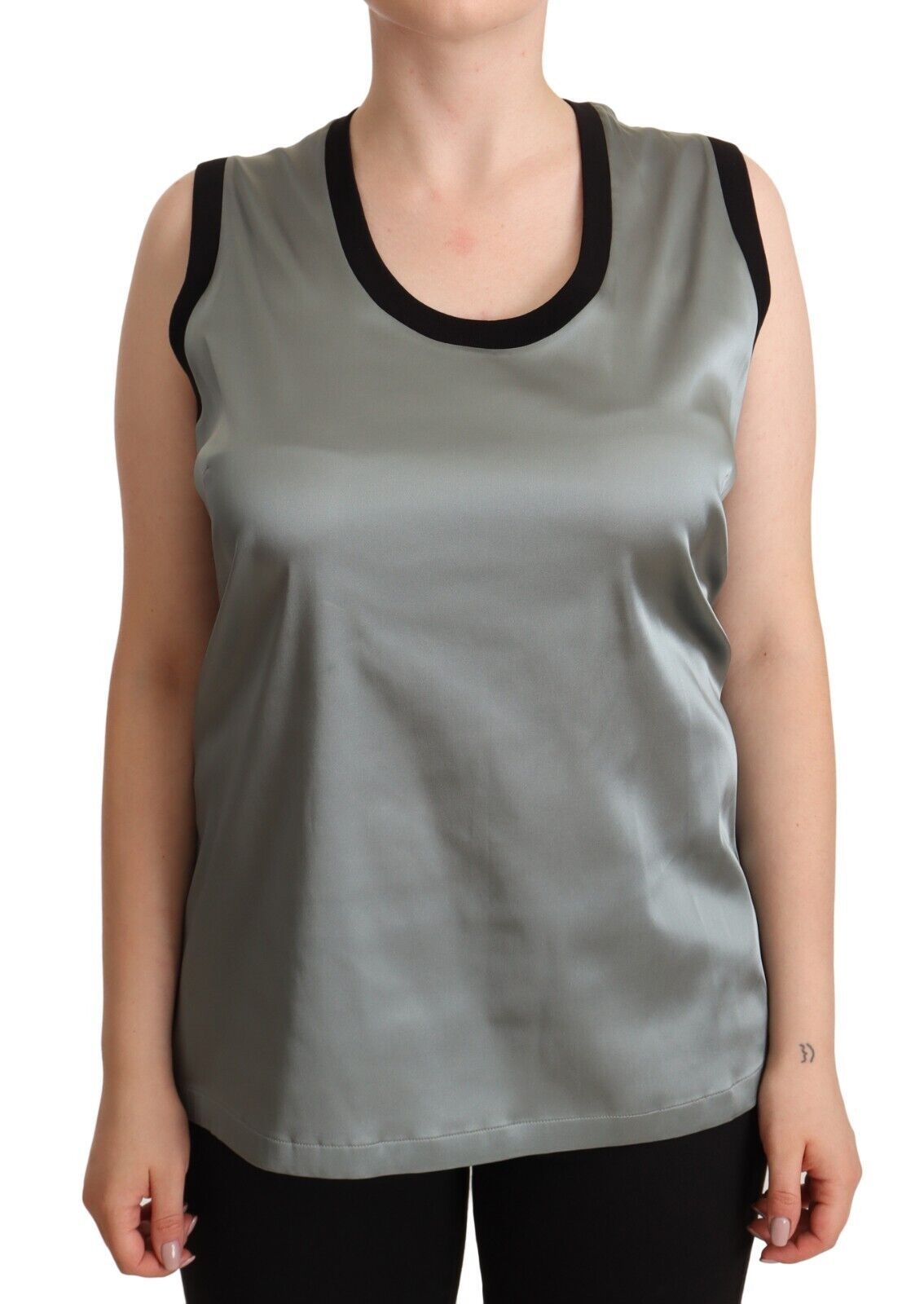 - Elegant Silver Sleeveless Blouse