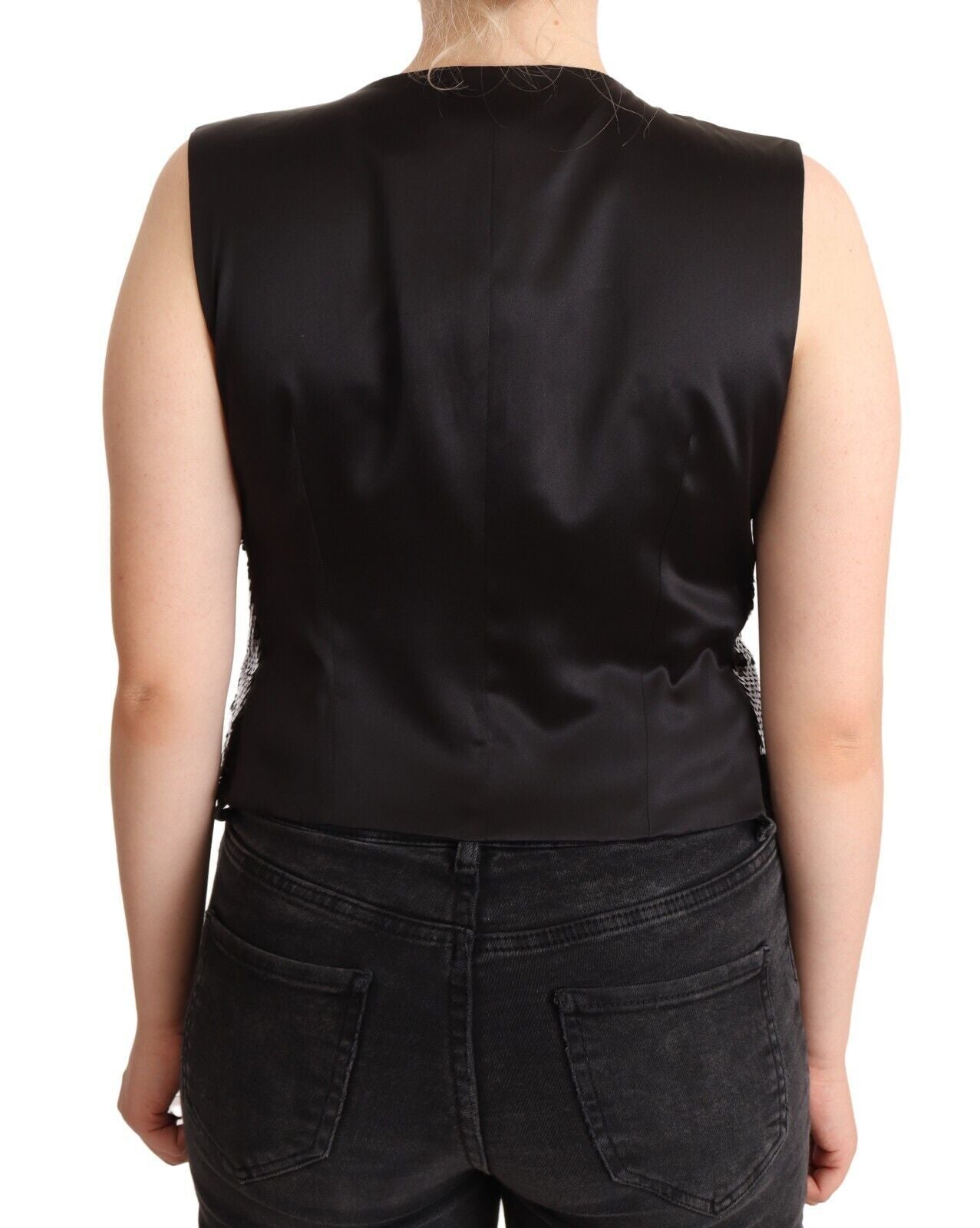 - Elegant Black Sequined Sleeveless Vest Top