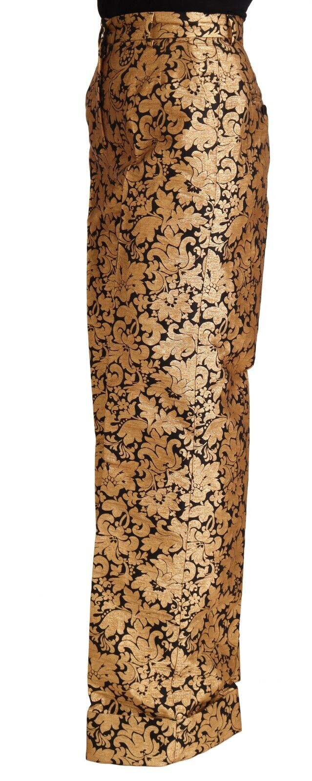 - Elegant Floral Jacquard High Waist Trousers