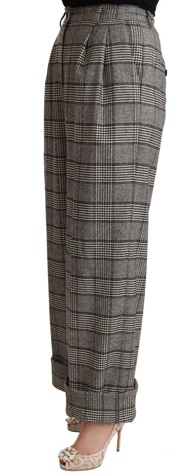 - Elegant High Waist Straight Trousers In Grey