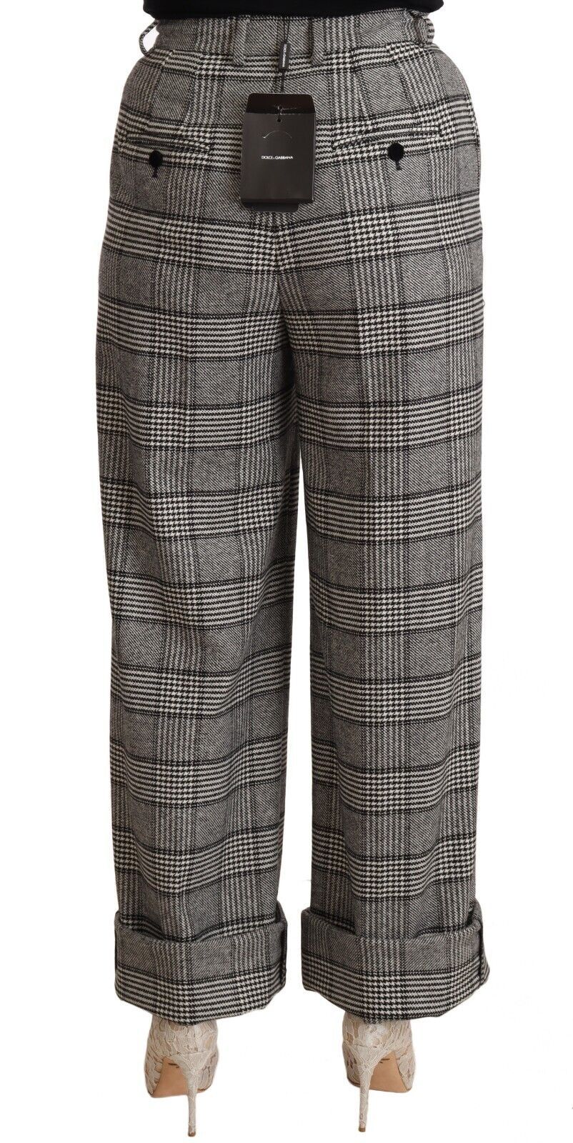 - Elegant High Waist Straight Trousers In Grey