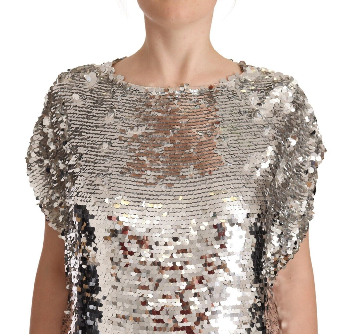 - Sequined Boat Neck Mini Dress