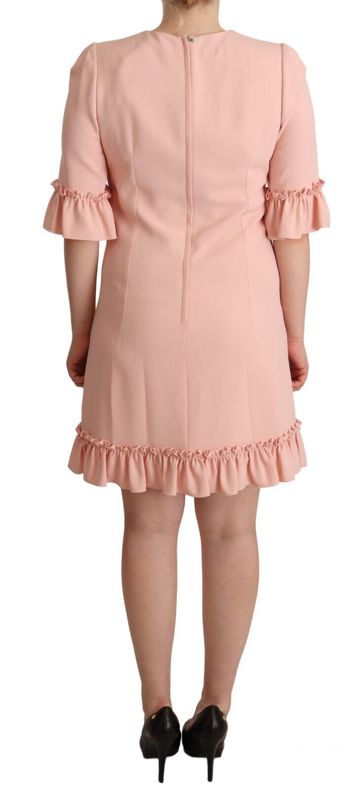 - Ruffled Sleeve Sheath Dress in Pink