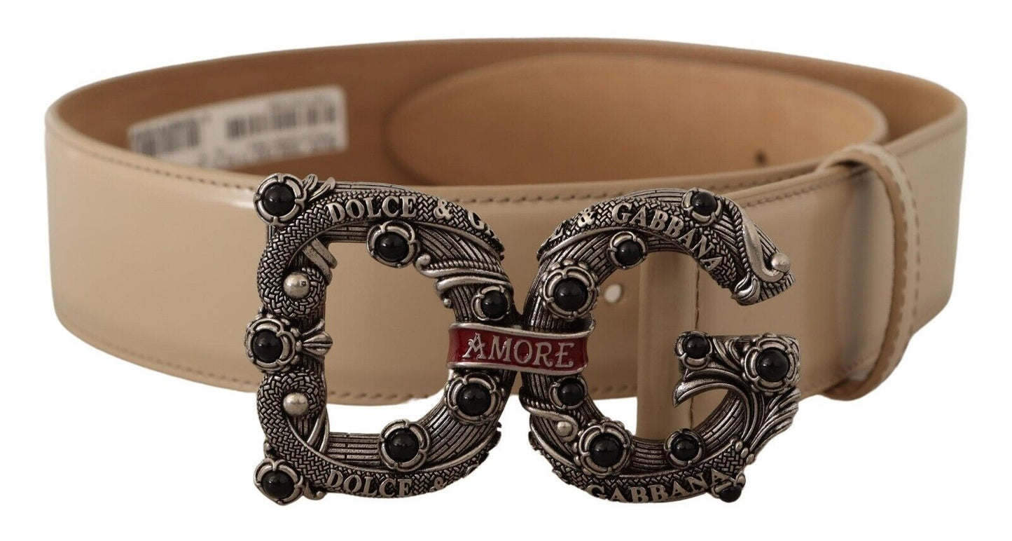- Vintage-Brass Logo Pearl Embellished Belt