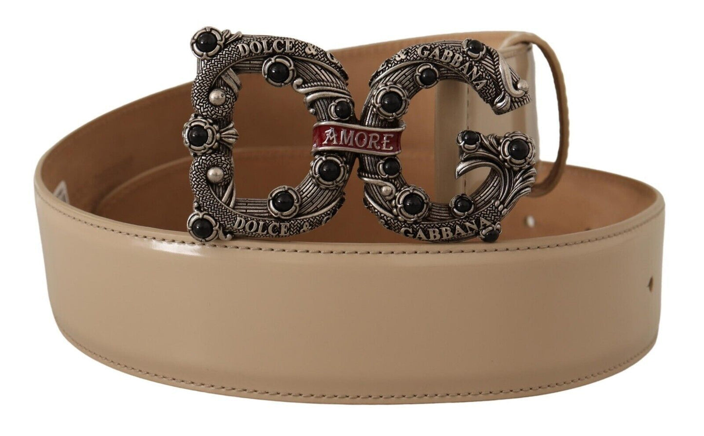 - Vintage-Brass Logo Pearl Embellished Belt