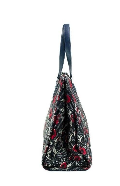 - Medium Nylon Retro Batik Print Shoulder Tote Handbag