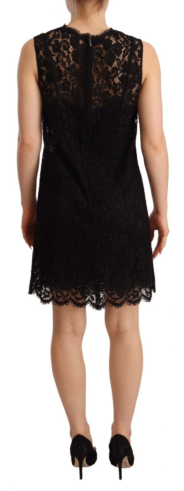 - Elegant Floral Lace Sheath Dress in Black