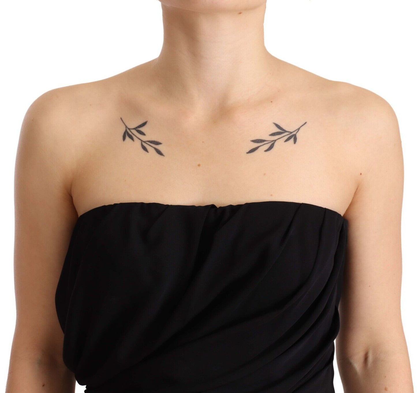 - Elegant Strapless Silk Midi Dress