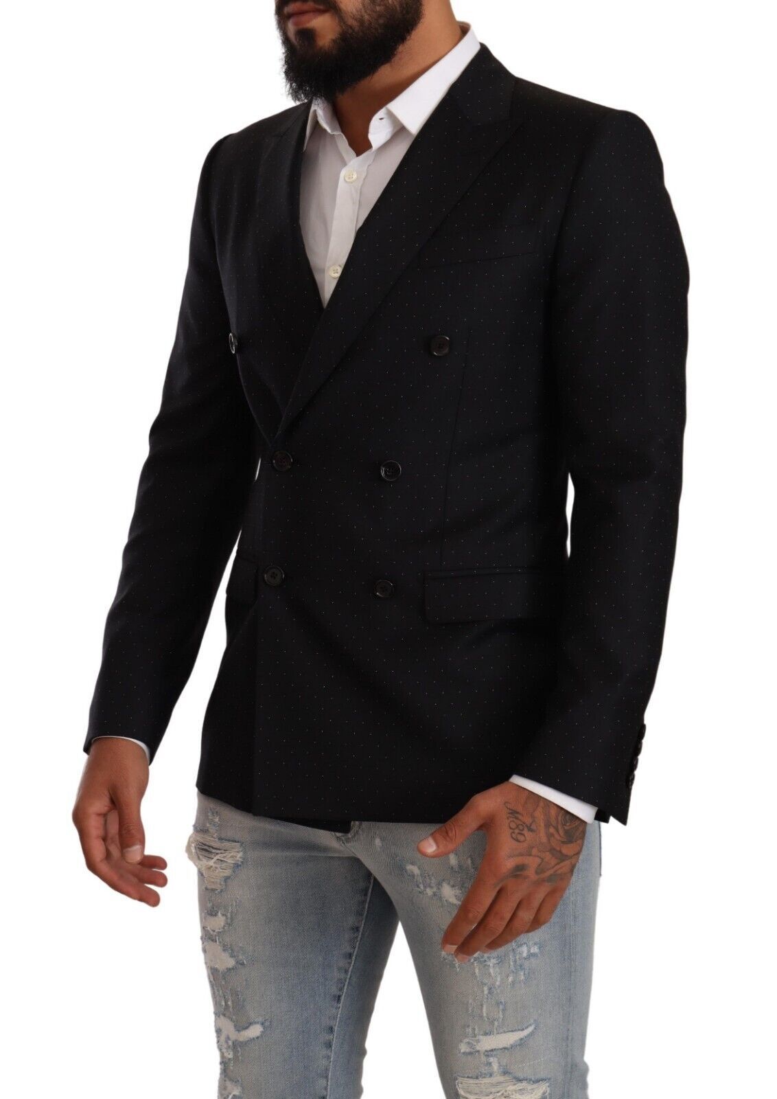 - Elegant Black Dotted Formal Blazer