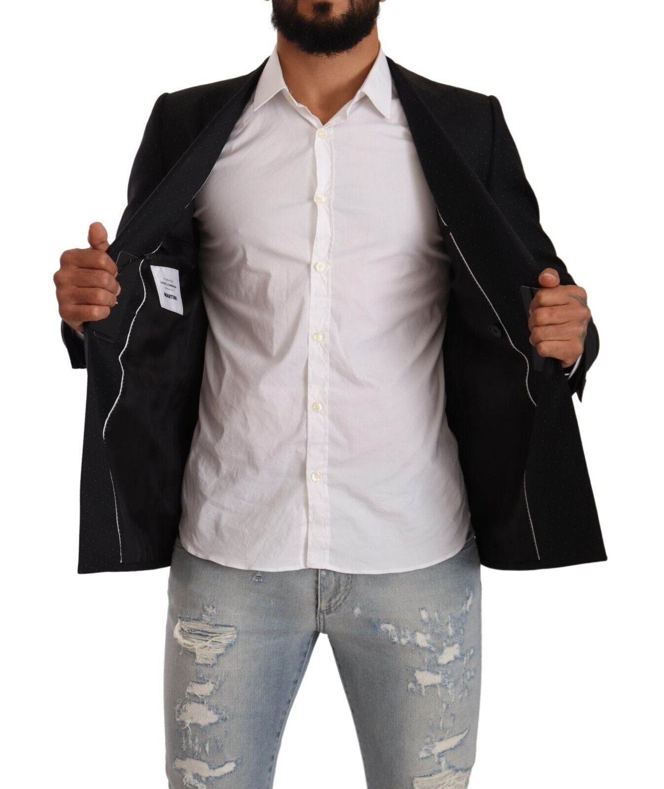 - Elegant Black Dotted Formal Blazer