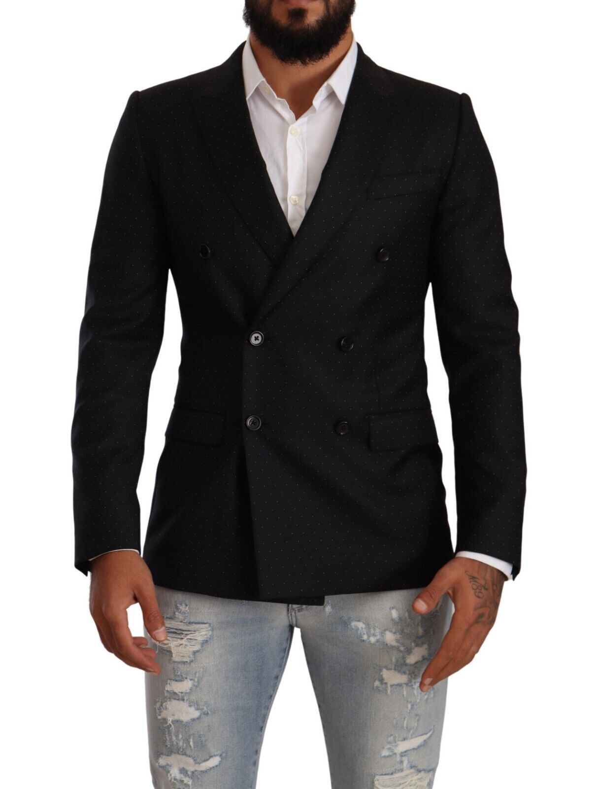 - Elegant Black Dotted Formal Blazer