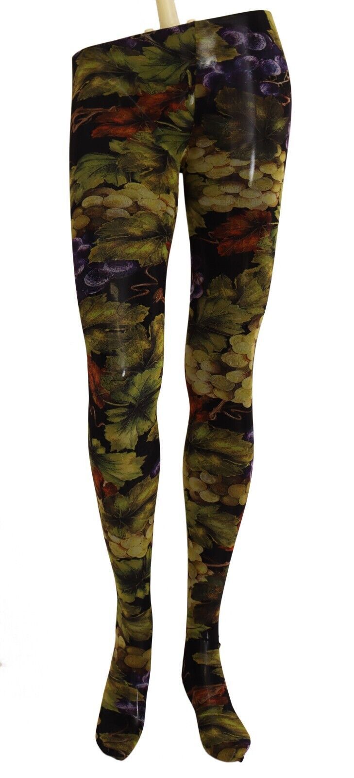 - Elegant Black Grapes Printed Nylon Tights