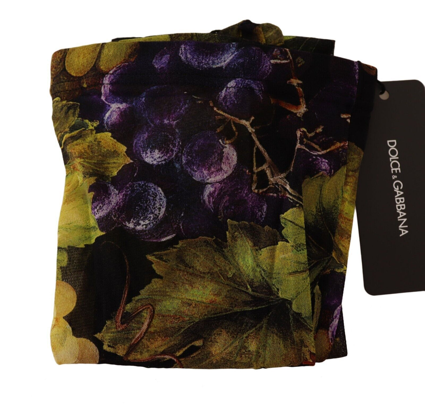 - Elegant Black Grapes Printed Nylon Tights