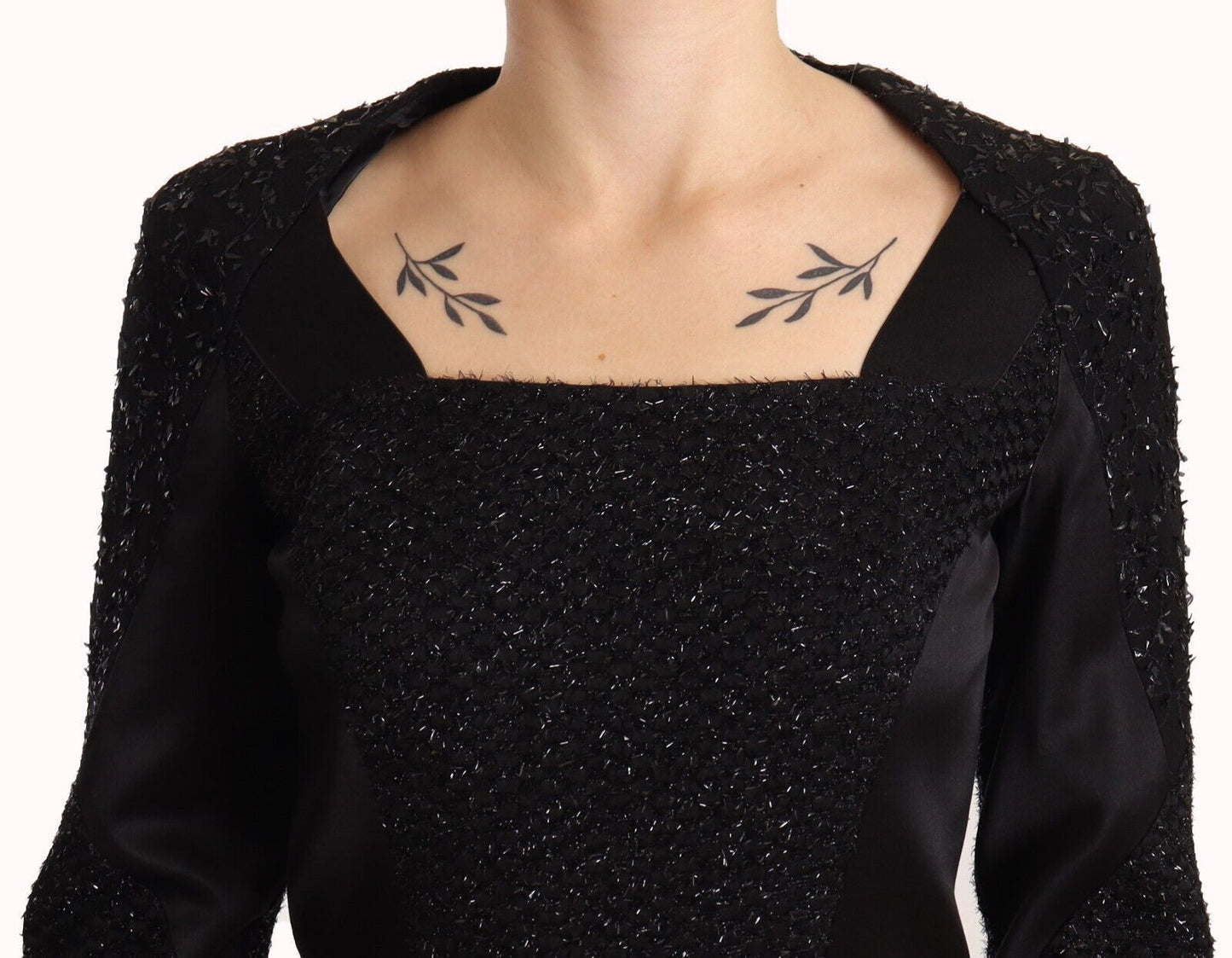 - Elegant Black Embellished Sheath Midi Dress