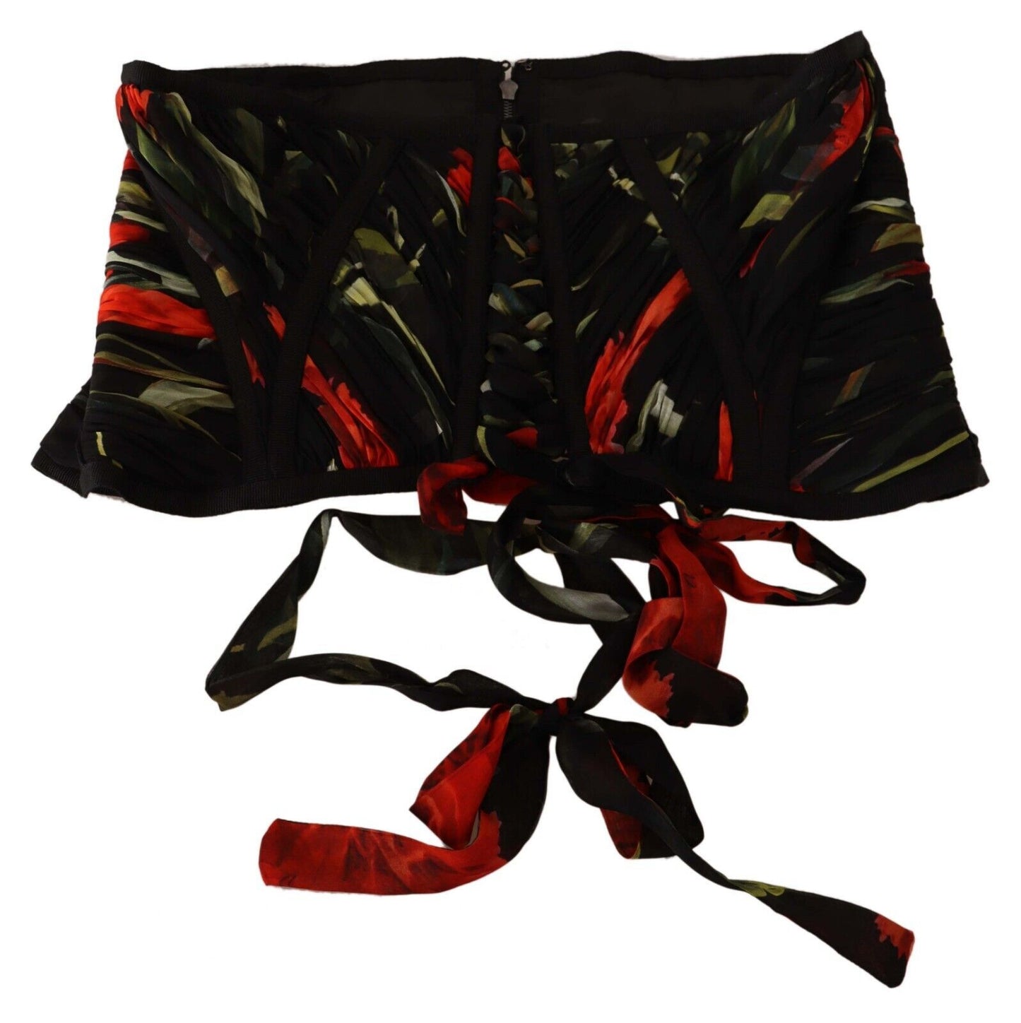 - Elegant Black Silk Corset Belt Top