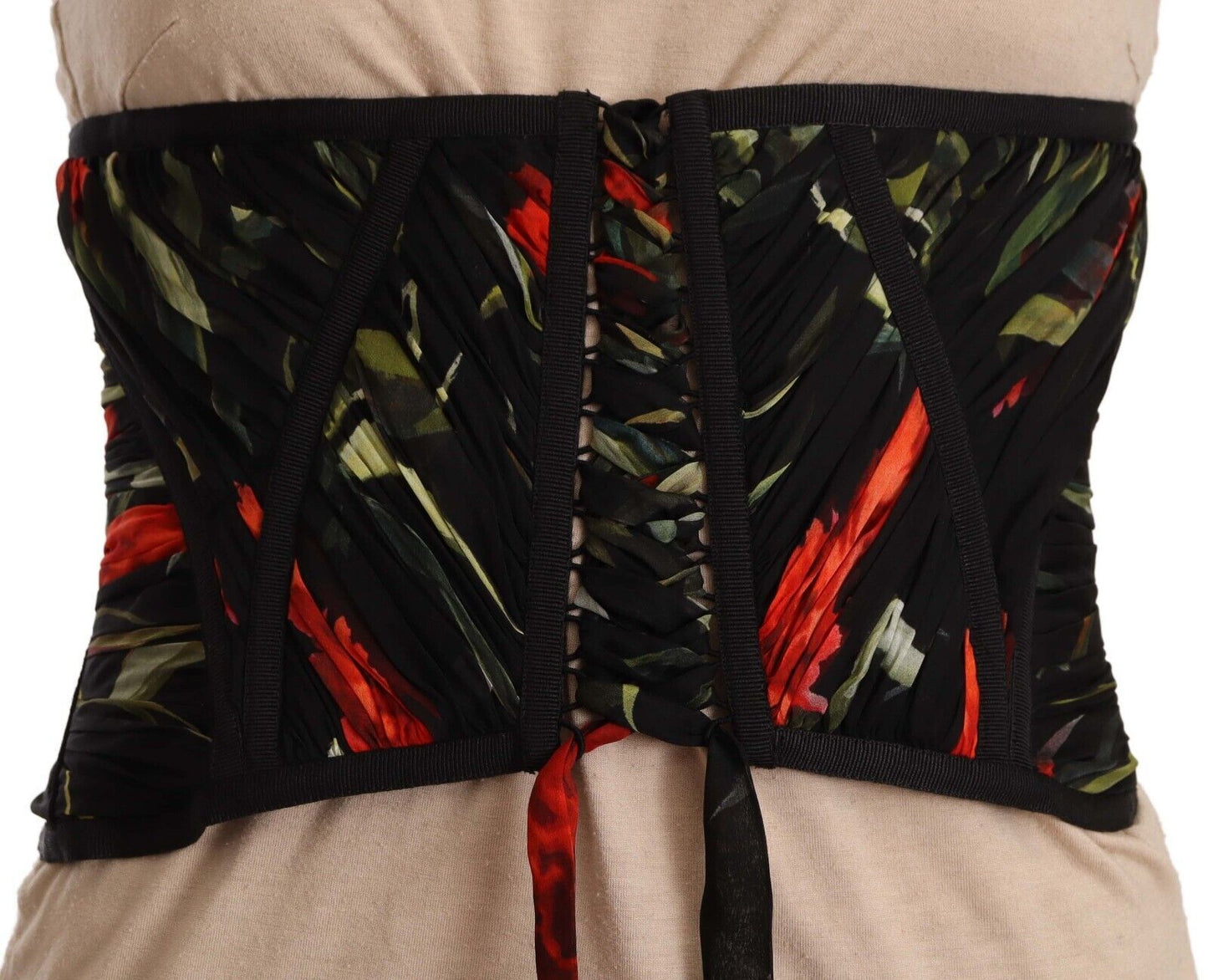 - Elegant Black Silk Corset Belt Top