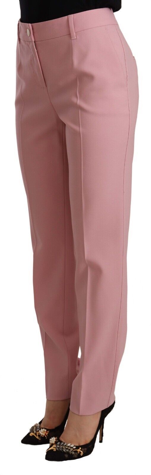 - Elegant Pink High-Waisted Trousers
