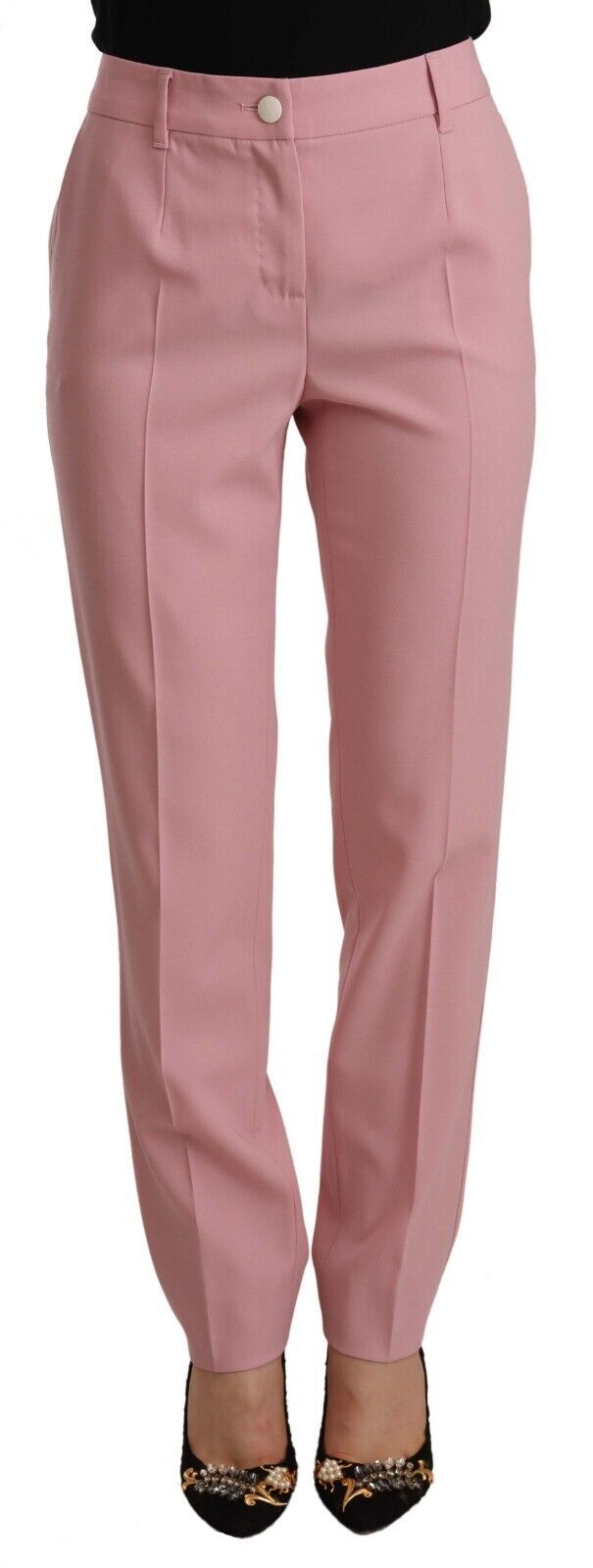 - Elegant Pink High-Waisted Trousers